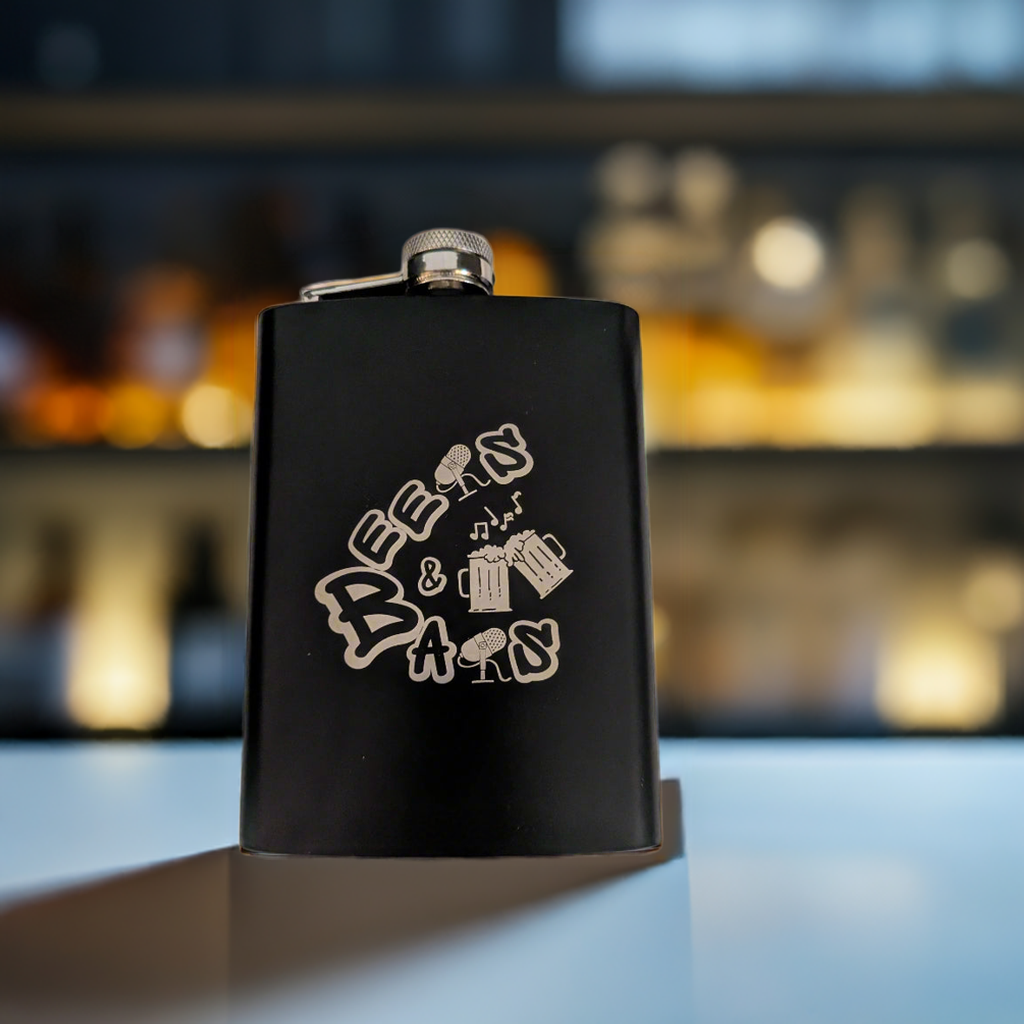 Beers & Bars Laser Engraved Flask – 8oz Stainless Steel