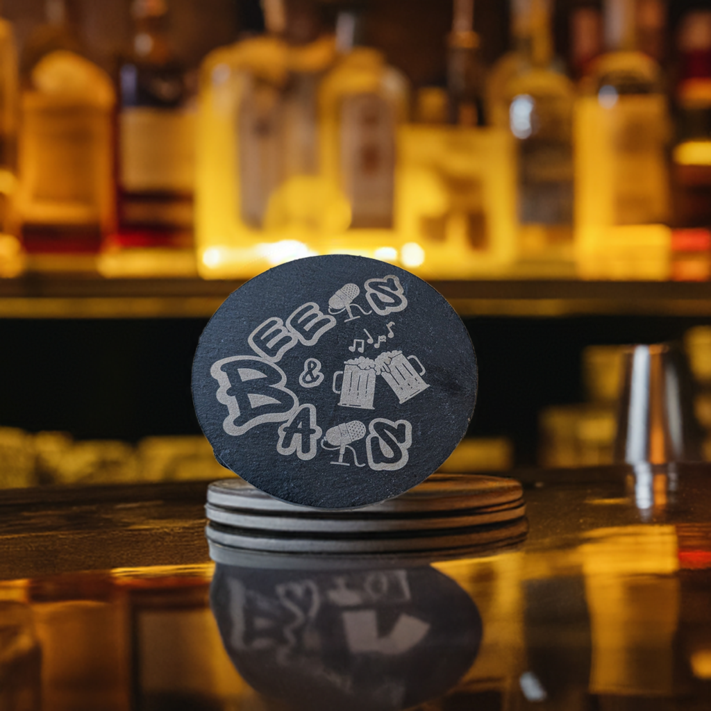 Beers & Bars Deep Slate Coaster | 2 Pack Round