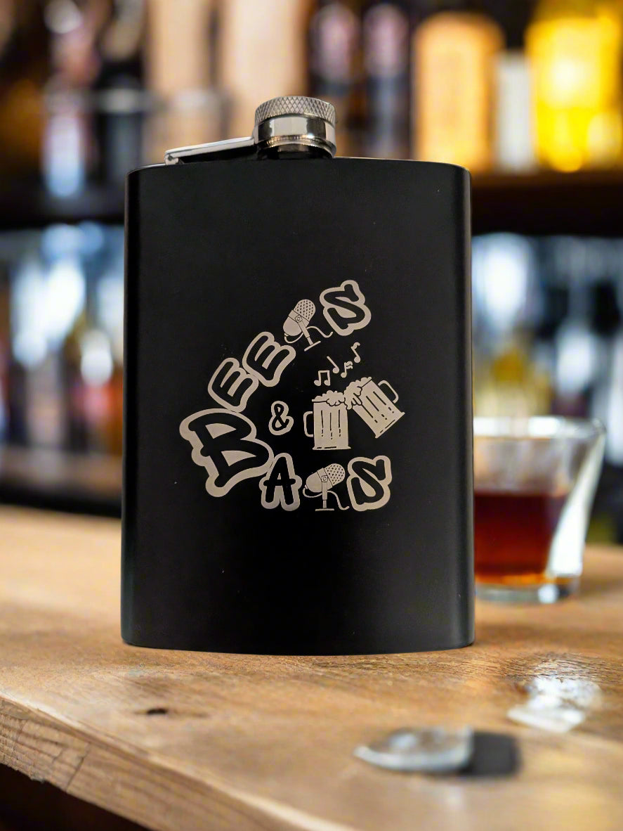 Beers & Bars Laser Engraved Flask – 8oz Stainless Steel