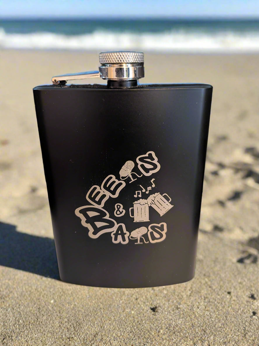 Beers & Bars Laser Engraved Flask – 8oz Stainless Steel