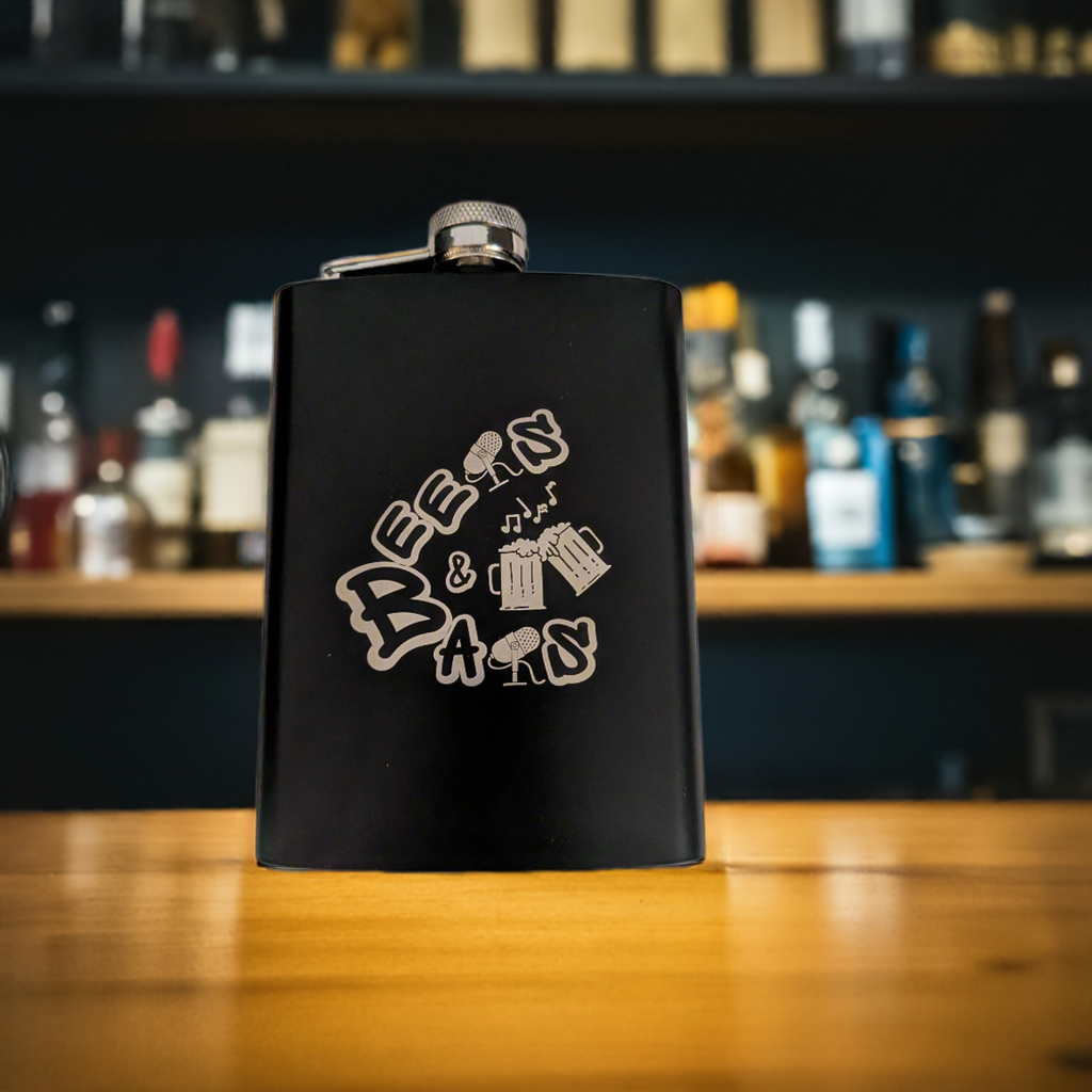 Beers & Bars Laser Engraved Flask – 8oz Stainless Steel