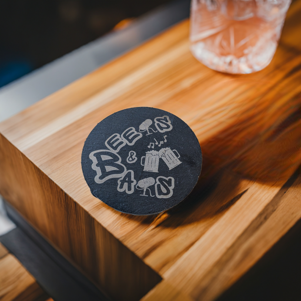 Beers & Bars Deep Slate Coaster | 2 Pack Round