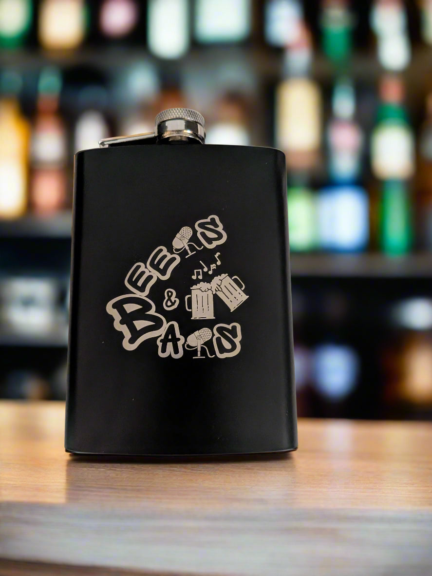 Beers & Bars Laser Engraved Flask – 8oz Stainless Steel