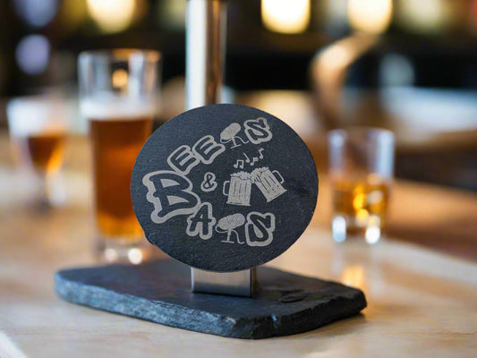 Beers & Bars Deep Slate Coaster | 2 Pack Round